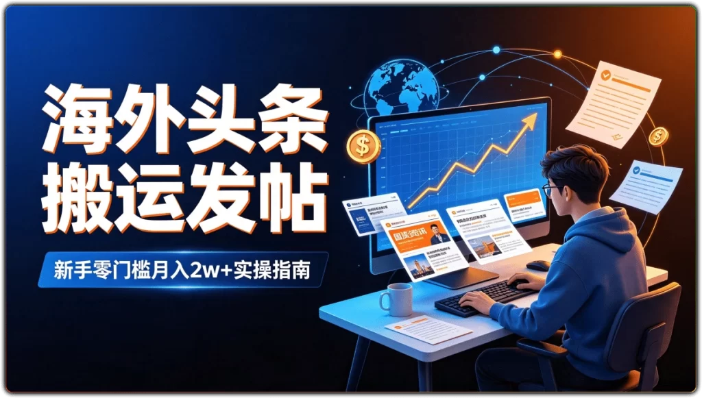 海外头条搬运发帖:新手零门槛月入2w+实操指南-搜源站