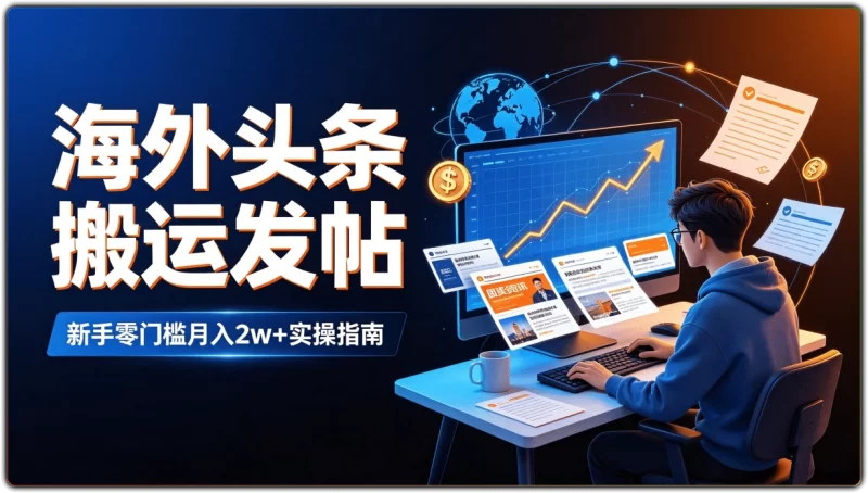 海外头条搬运发帖：新手零门槛月入2w+实操指南 - 搜源站-搜源站