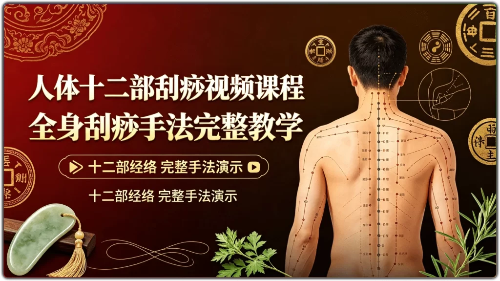 图片[1]-人体十二部刮痧视频课程：全身刮痧手法完整教学 - 搜源站-搜源站