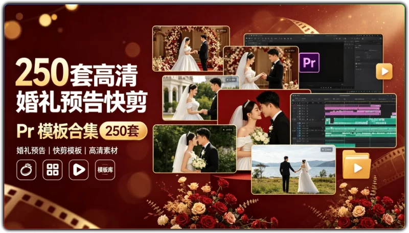 250套高清婚礼预告快剪 Pr 模板合集 - 搜源站-搜源站