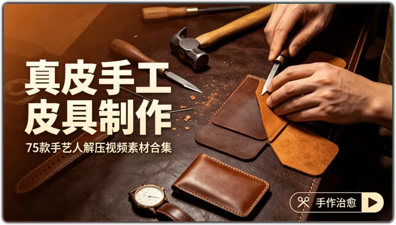 真皮手工皮具制作:75 款手艺人解压视频素材合集 - 搜源站-搜源站