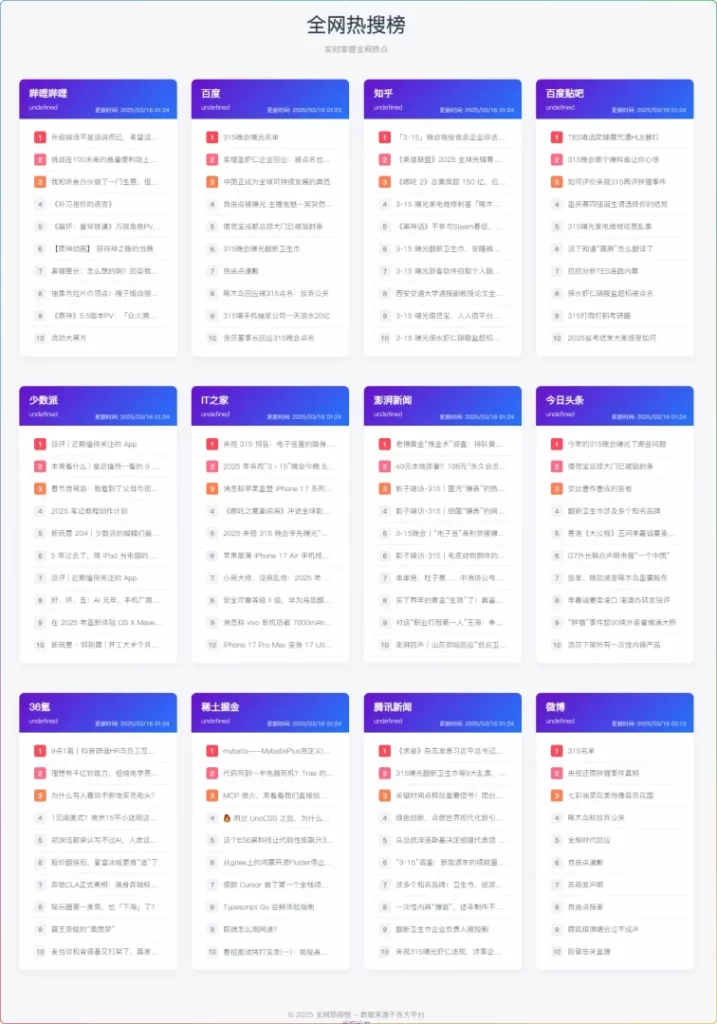 Zibll 子比主题添加全网热搜榜单教程(WordPress 美化必备)-搜源站
