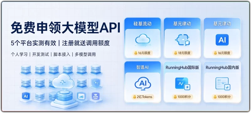 5个实测有效的免费大模型API平台推荐 | 注册即送足量调用额度 - 搜源站-搜源站