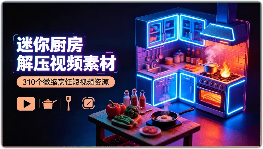 迷你厨房解压视频素材:310个微缩烹饪短视频资源-搜源站