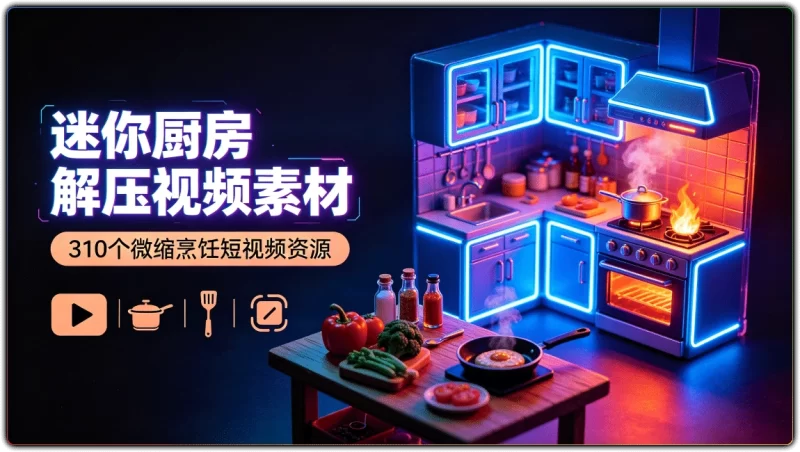 迷你厨房解压视频素材:310个微缩烹饪短视频资源 - 搜源站-搜源站