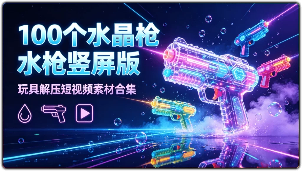 100 个水晶枪水枪竖屏版:玩具解压短视频素材合集-搜源站