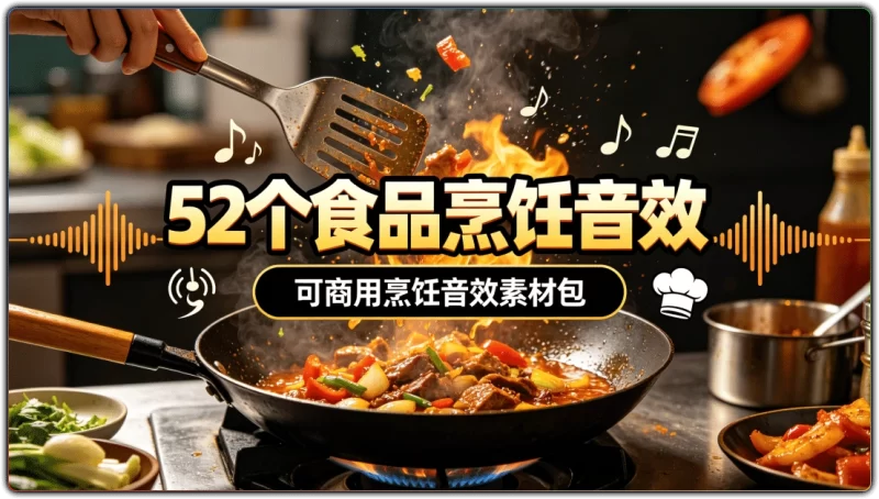 52个食品烹饪音效:可商用烹饪音效素材包 - 搜源站-搜源站
