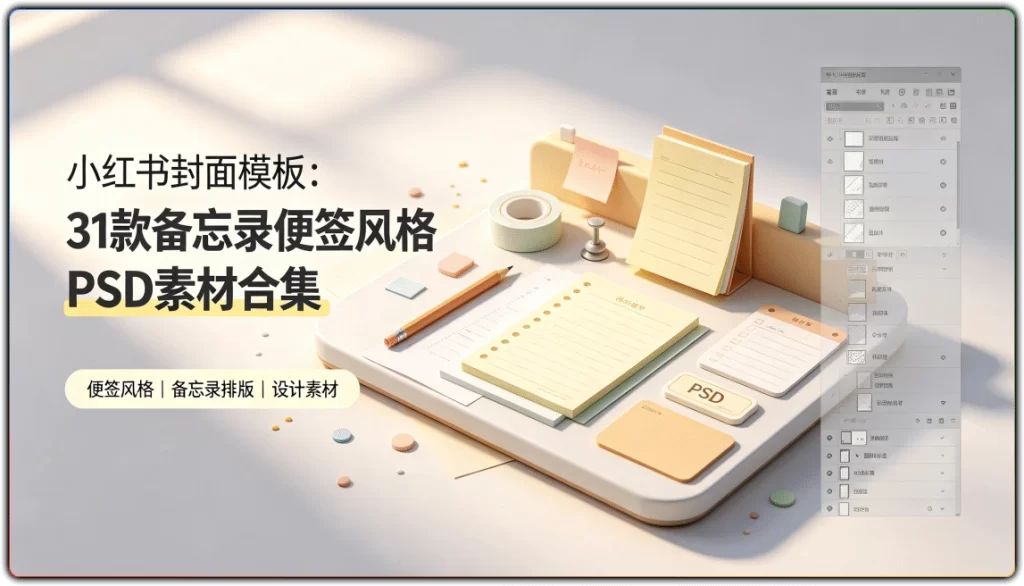 图片[1]-小红书封面模板：31款备忘录便签风格PSD素材合集 - 搜源站-搜源站