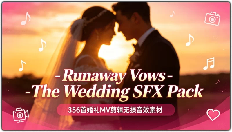 356首婚礼MV剪辑无损音效素材:Runaway Vows -The Wedding SFX Pack - 搜源站-搜源站