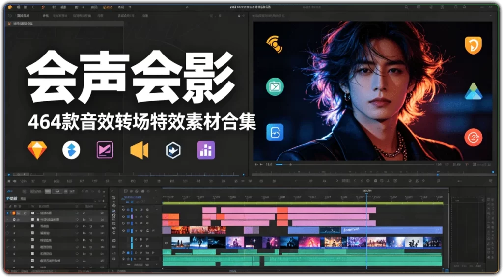 会声会影:464款音效转场特效素材合集-搜源站