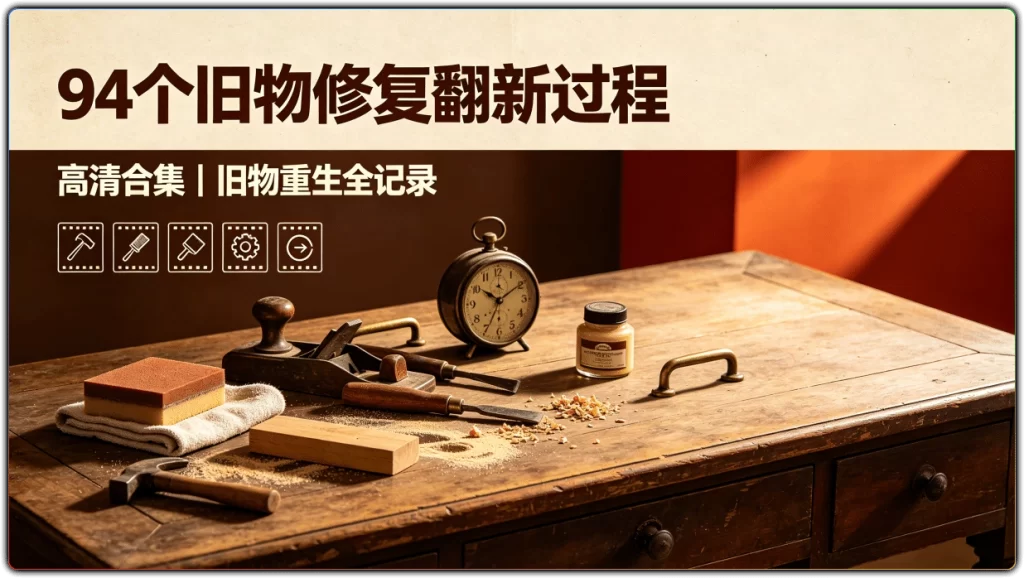 解压视频素材:94个旧物修复翻新过程高清合集-搜源站