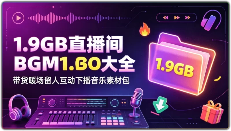 1.9GB直播间BGM大全：带货暖场留人互动下播音乐素材包 - 搜源站-搜源站