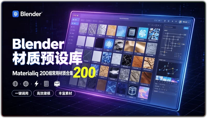 Blender 材质预设库：Materialiq 200组常用材质合集 - 搜源站-搜源站