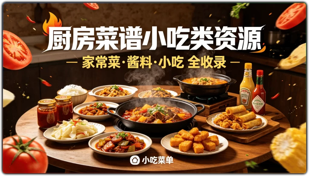 厨房菜谱小吃类资源:家常菜酱料小吃全收录-搜源站