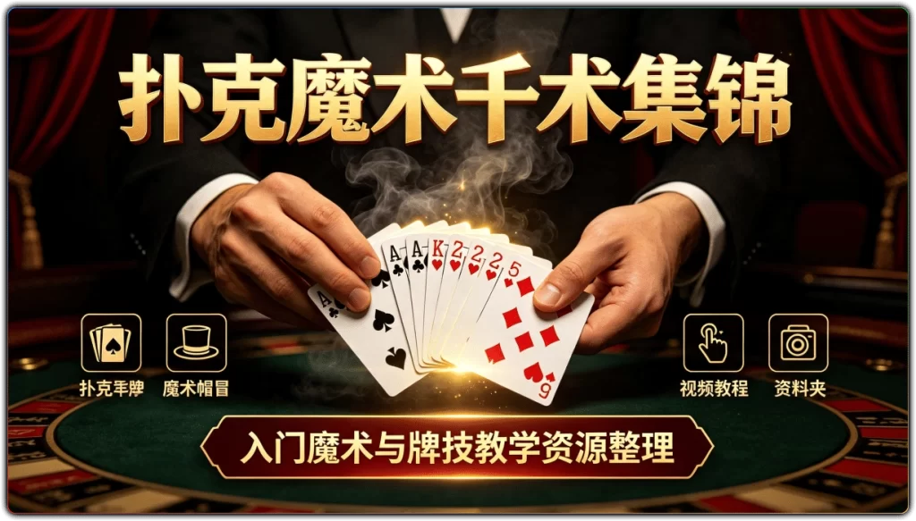 图片[1]-扑克魔术千术集锦：入门魔术与牌技教学资源整理 - 搜源站-搜源站