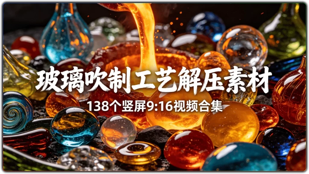 玻璃吹制工艺解压素材：138个竖屏9:16视频合集-搜源站