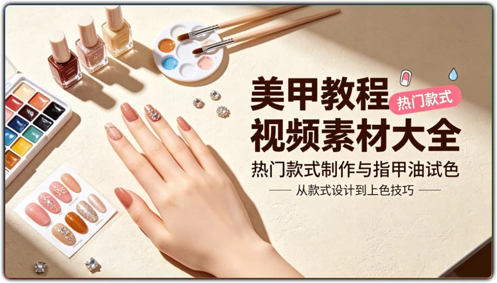 5859个美甲教程视频素材大全:热门款式制作与指甲油试色-搜源站