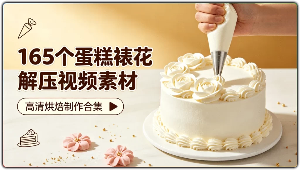165个蛋糕裱花解压视频素材:高清烘焙制作合集-搜源站