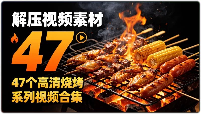 解压视频素材:47个高清烧烤系列视频合集 - 搜源站-搜源站