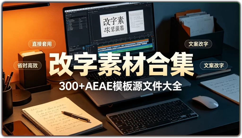 抖音快手改字素材合集：300+套AE模板源文件大全-搜源站