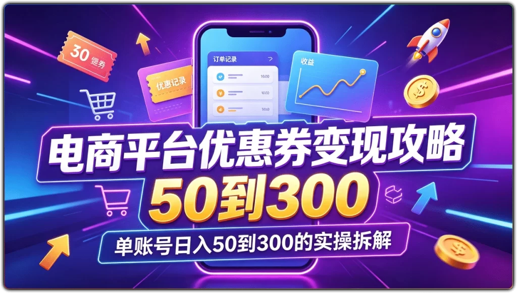 电商平台优惠券变现攻略:单账号日入50到300的实操拆解-搜源站