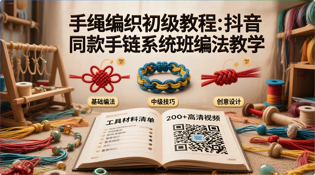 手绳编织初级教程：抖音同款手链系统班编法教学-搜源站