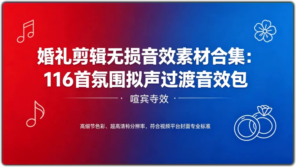 婚礼剪辑无损音效素材合集：116首氛围拟声过渡音效包-搜源站