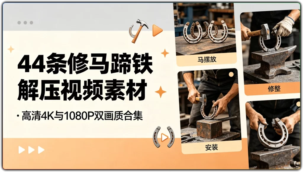 图片[1]-44条修马蹄铁解压视频素材：高清4K与1080P双画质合集 - 搜源站-搜源站