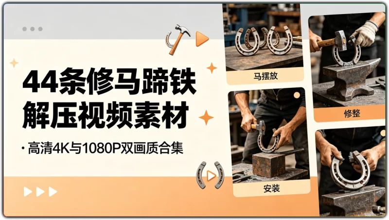 44条修马蹄铁解压视频素材：高清4K与1080P双画质合集 - 搜源站-搜源站
