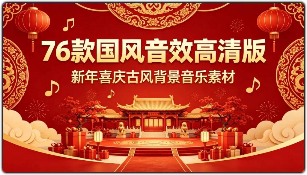 76款国风音效高清版:新年喜庆古风背景音乐素材-搜源站