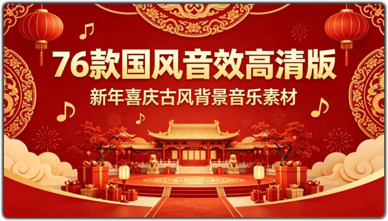 76款国风音效高清版:新年喜庆古风背景音乐素材 - 搜源站-搜源站