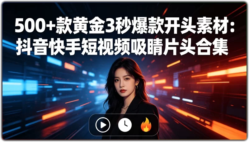 500+款黄金3秒爆款开头素材：抖音快手短视频吸睛片头合集 - 搜源站-搜源站