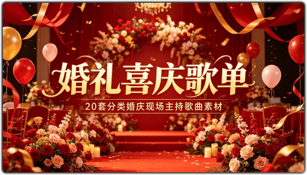 婚礼喜庆歌单:20套分类婚庆现场主持歌曲素材-搜源站