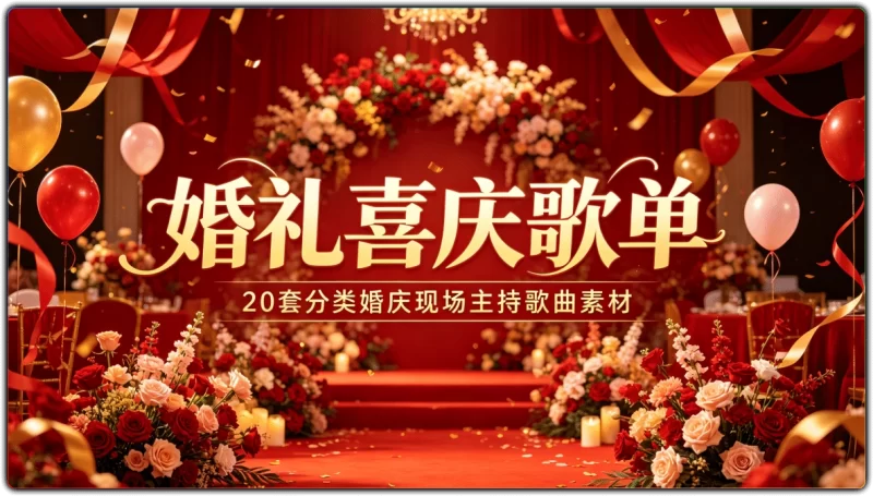 婚礼喜庆歌单:20套分类婚庆现场主持歌曲素材 - 搜源站-搜源站