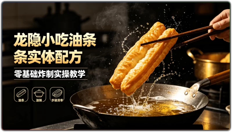 龙隐小吃油条实体配方视频教程:零基础炸制实操教学 - 搜源站-搜源站