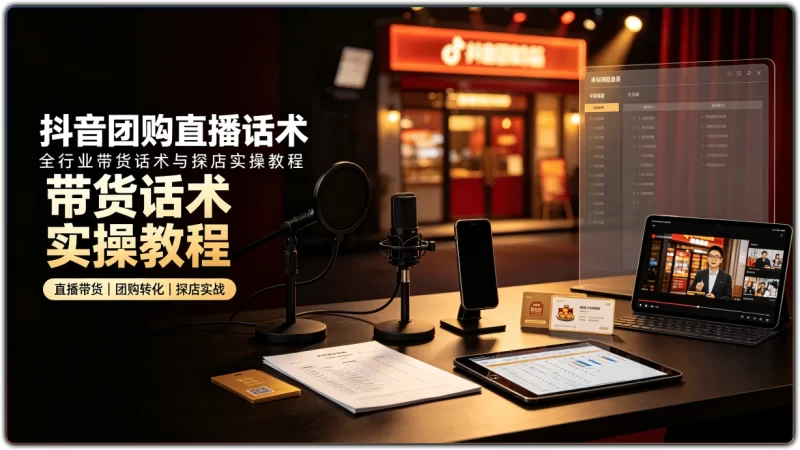 抖音团购直播话术:全行业带货话术与探店实操教程 - 搜源站-搜源站