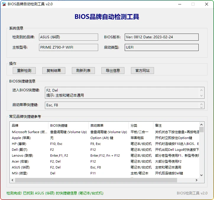图片[1]-BIOS品牌自动检测工具v2.0：一键查询BIOS快捷键 - 搜源站-搜源站