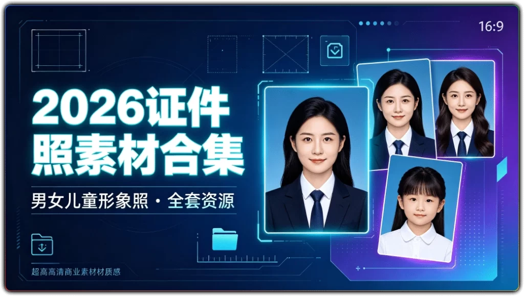 2026版证件照素材合集:男女儿童海马体形象照全套资源-搜源站