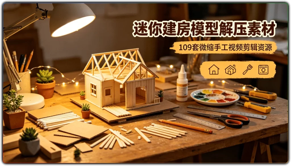 迷你建房模型解压素材：109套微缩手工视频剪辑资源-搜源站