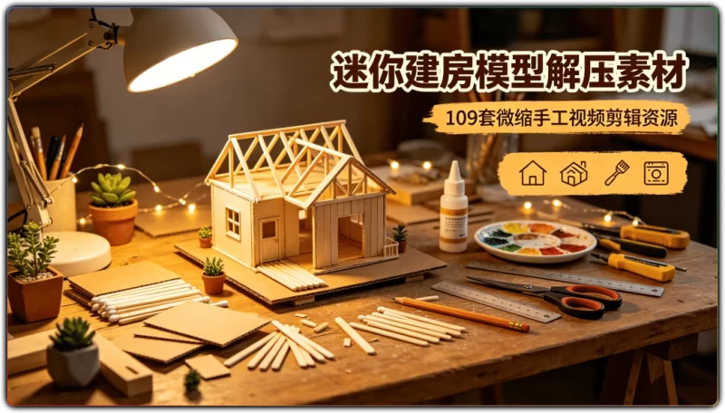 迷你建房模型解压素材:109套微缩手工视频剪辑资源 - 搜源站-搜源站