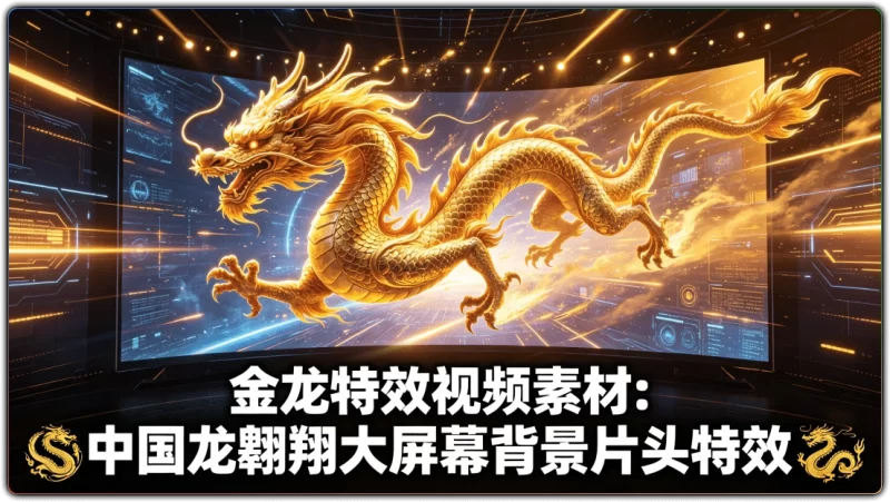 金龙特效视频素材:20款中国龙翱翔大屏幕背景片头特效 - 搜源站-搜源站