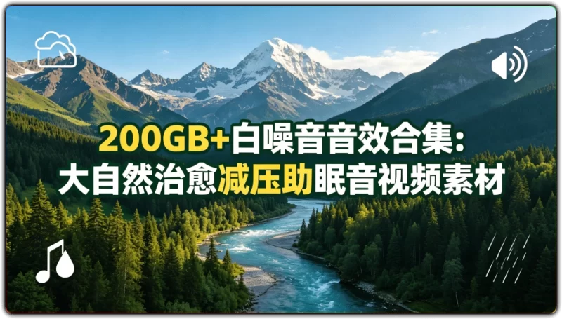 200GB+白噪音音效合集：大自然治愈减压助眠音视频素材 - 搜源站-搜源站