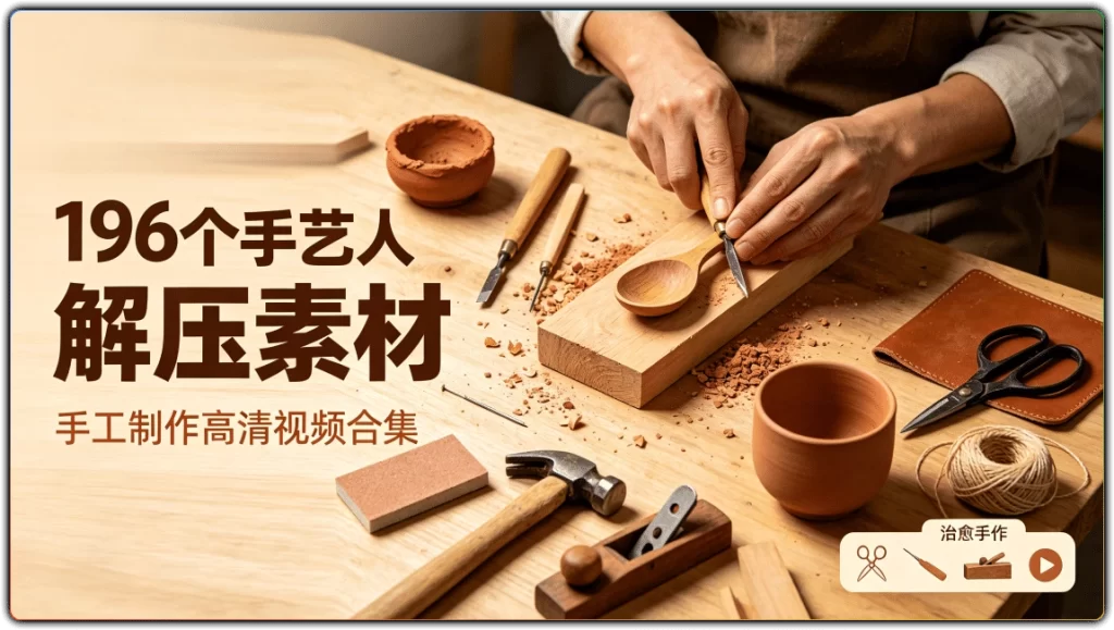 196 个手艺人解压素材:手工制作高清视频合集-搜源站