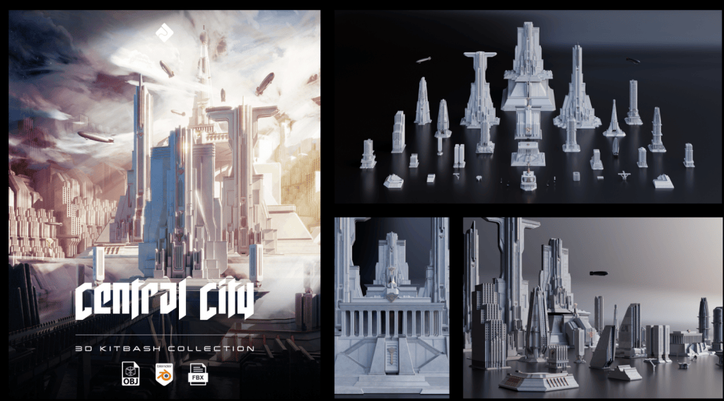 图片[2]-中央城市3D建筑套件：未来帝国城市模型素材 - 搜源站-搜源站