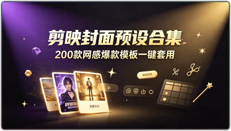 剪映封面预设合集：200款网感爆款模板一键套用 - 搜源站-搜源站